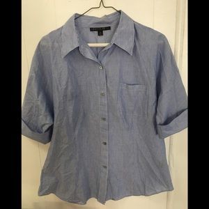 Lafayette 148 Blue/White Striped Cotton Sh…